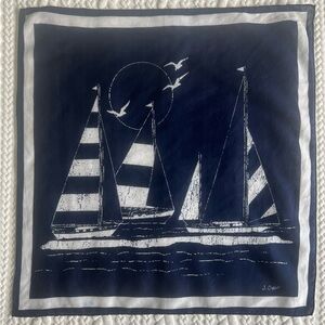 J. Crew Nautical Sailboat Print Scarf in Navy blue and white